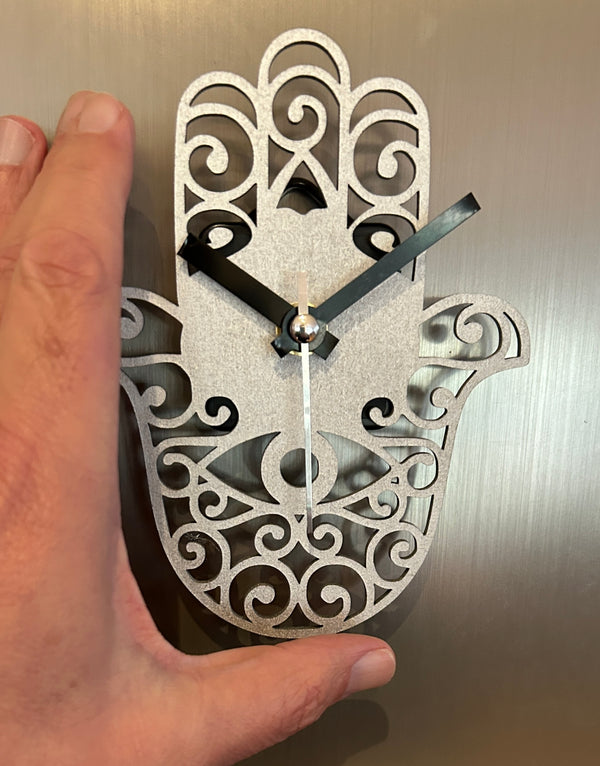 Hamsa Hand Fridge Magnet Clock - Small 130mm Fully Functional Quartz Clock - Magnetised! Who wouldn't want one!!