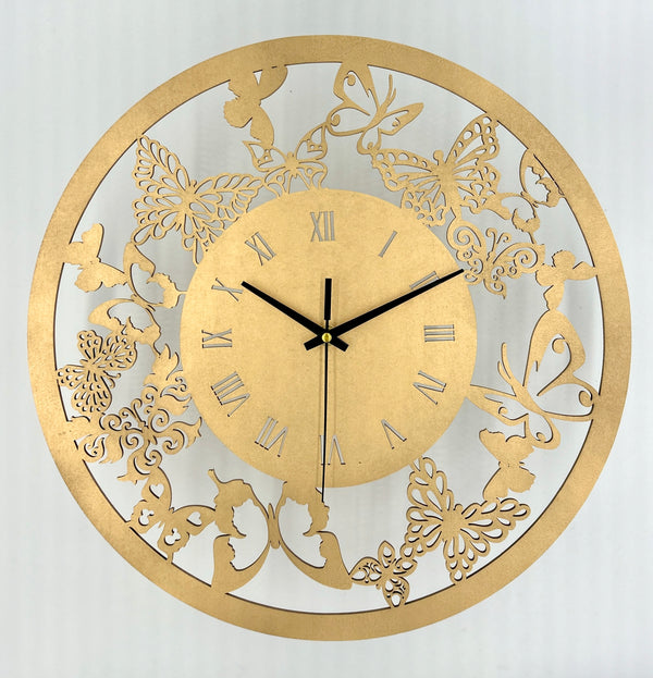 Classic Ornate Gold Wall Clock with Roman Numerals - 38cm Diameter