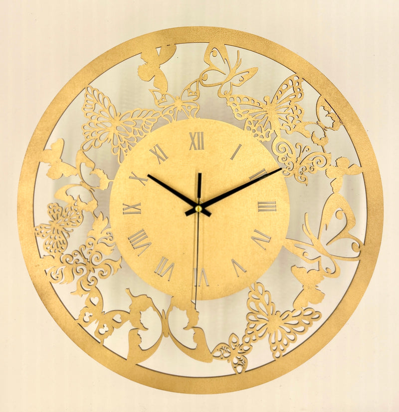 Ornate Gold Wall Clock with Roman Numerals - 38cm Diameter