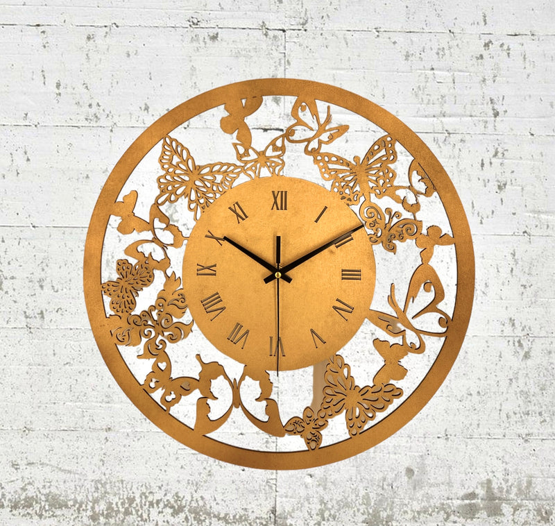 Ornate Gold Wall Clock with Roman Numerals - 38cm Diameter