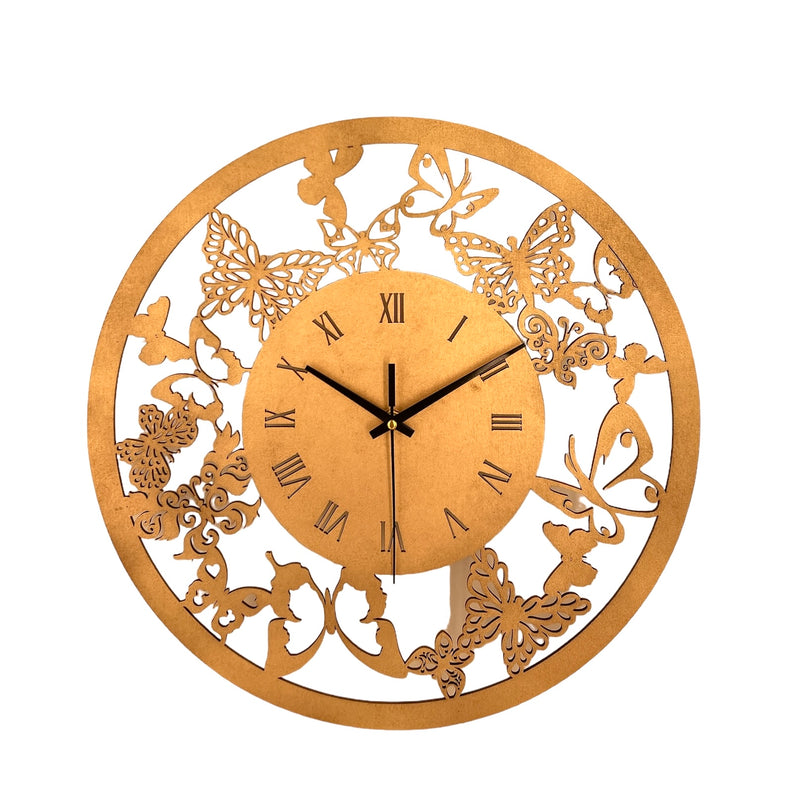 Classic Ornate Gold Wall Clock with Roman Numerals - 38cm Diameter