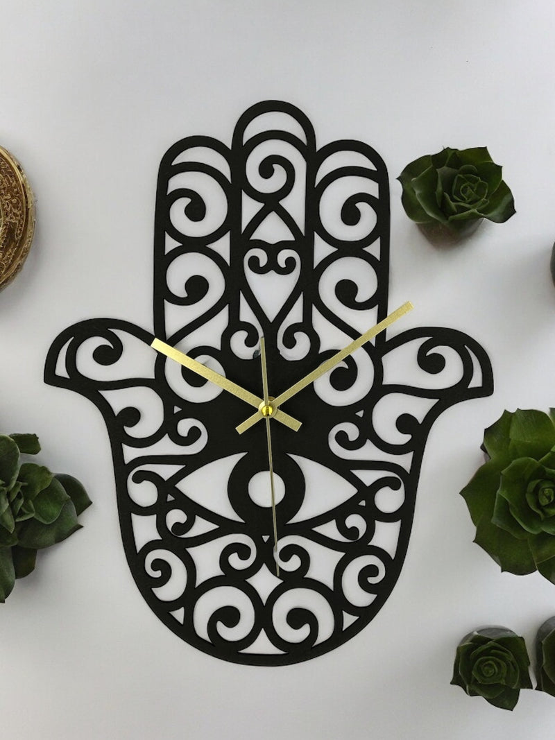 Hamsa Hand Wall Clock - Large Design - Silent Quartz Movement - Made in Australia