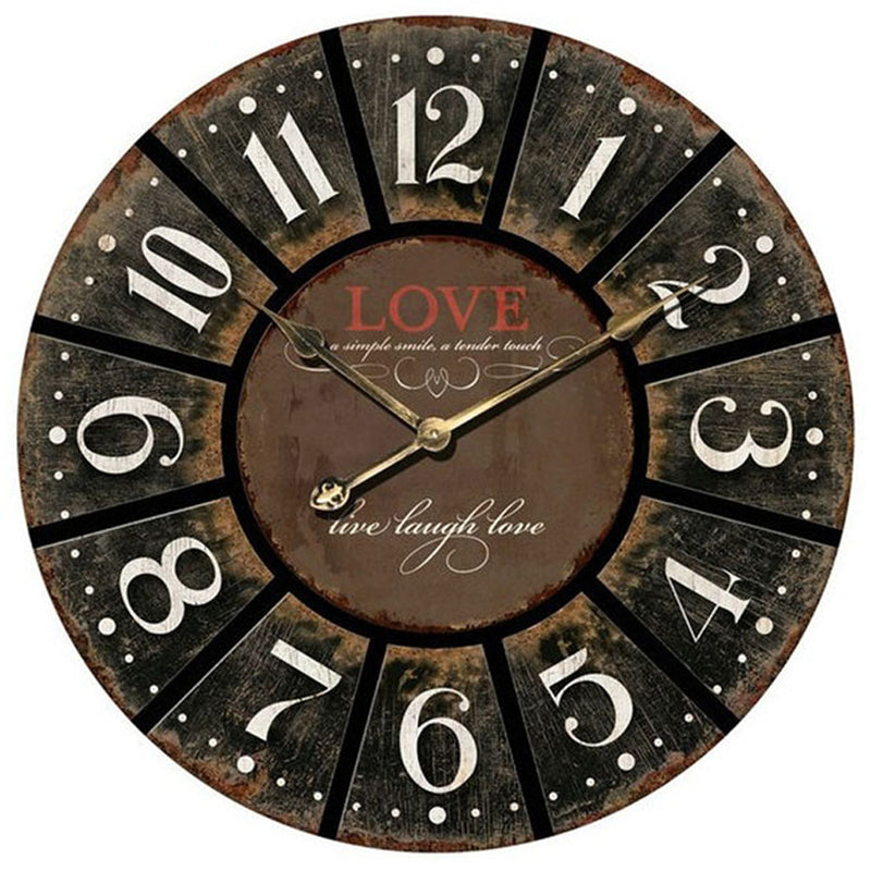 XL Round Charcoal Clock With Love 60 X 5 CM