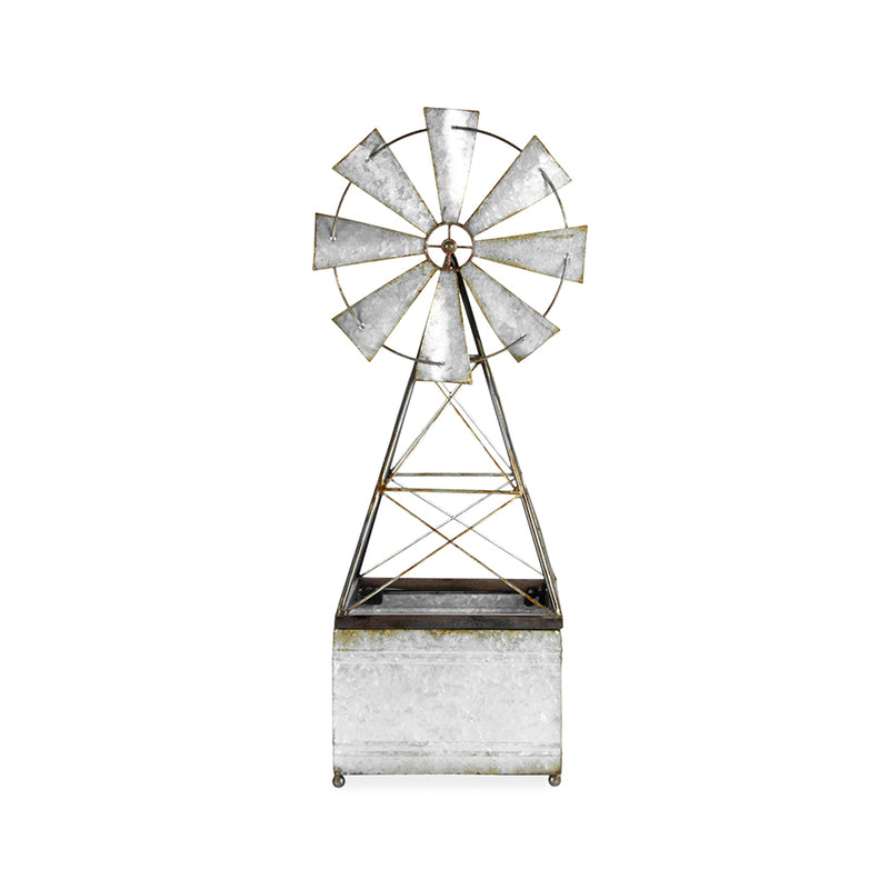 Galvanised With Rust Windmill Planter 25 X 25 X 75CM
