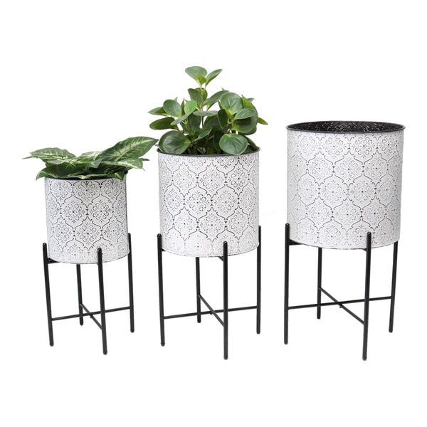 Set of 3 Nested French-Chic Pot planters on Legs 28 × 53 / 24 × 48 / 21 x 43cm