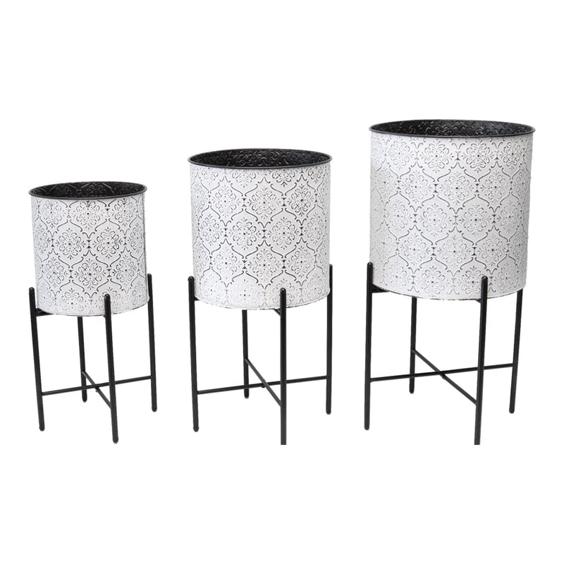 Set of 3 Nested French-Chic Pot planters on Legs 28 × 53 / 24 × 48 / 21 x 43cm
