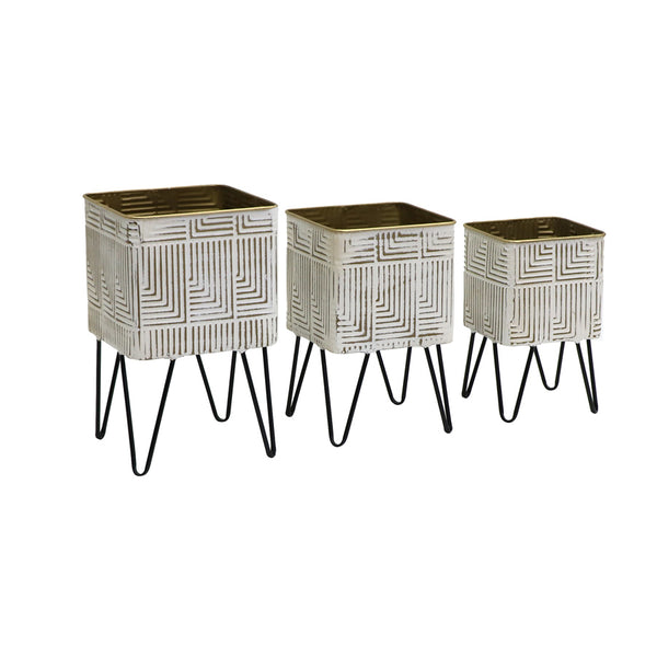 Set/3 Nested Footed Linear Planters - 25 × 40 / 22 × 35 / 19 x 31cm