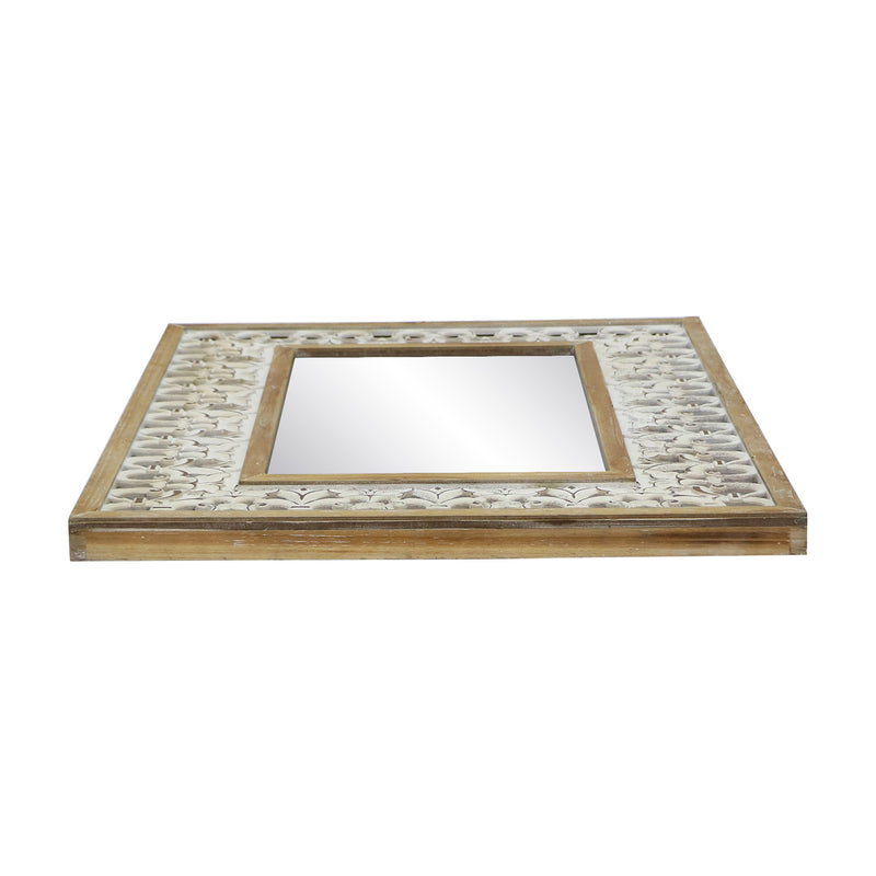 XL Hamptons Wood-Carved With Natural Frame Mirror 70 × 4.5 X 90CM