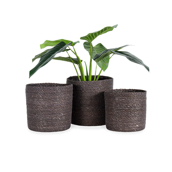 Set of 3 Nested Charcoal Baskets 28x28 / 25x25 / 22x22cm