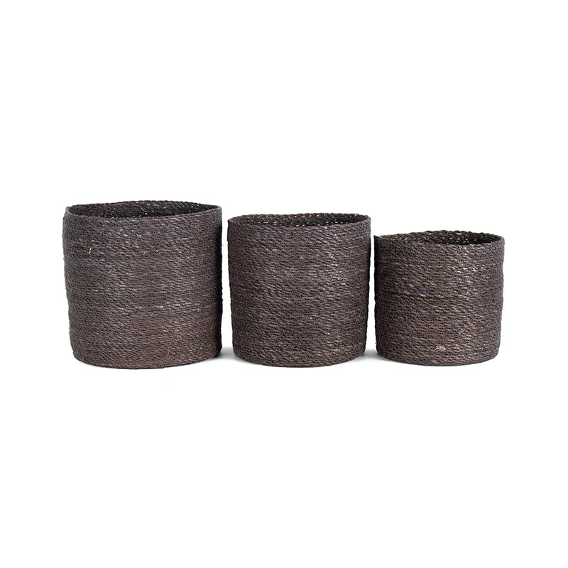 Set of 3 Nested Charcoal Baskets 28x28 / 25x25 / 22x22cm