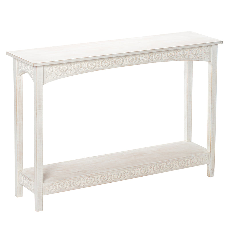 Hamptons Carved Console Table With Shelf 112 X 30 X 77CM