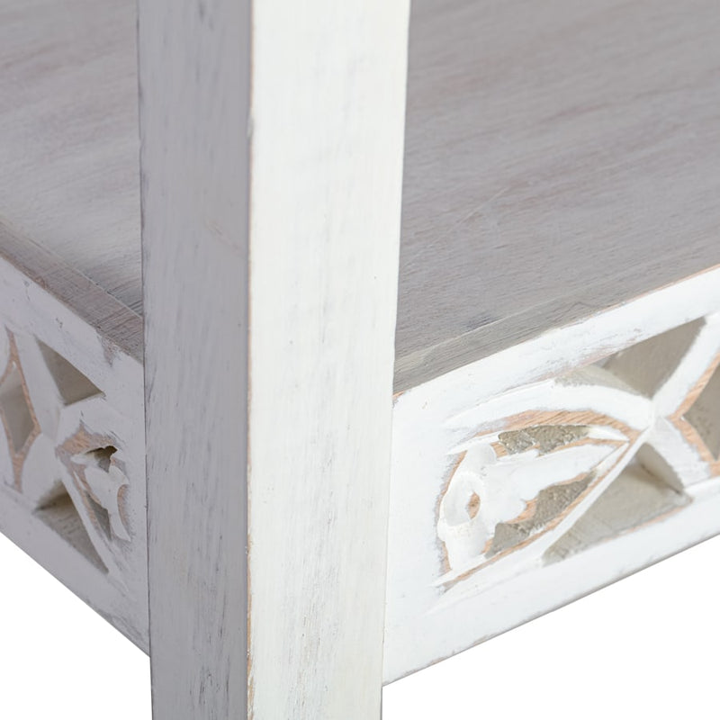 Hamptons Wood-Carved Fleur Console Table w/Shelf