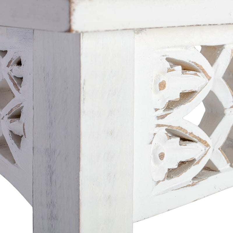 Hamptons Wood-Carved Fleur Console Table w/Shelf