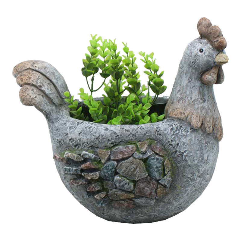 Stony Rooster Planter With Hole & Plug 39 X 30 X 25CM
