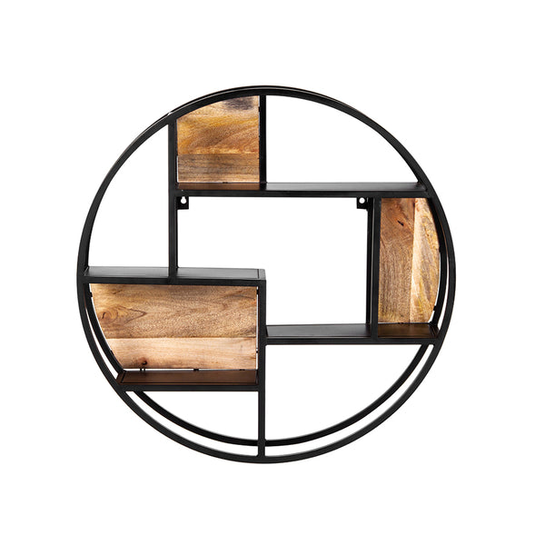 Elemental Round Floating Shelves With Mango Wood Backing Wallhanging 80 X 16CM