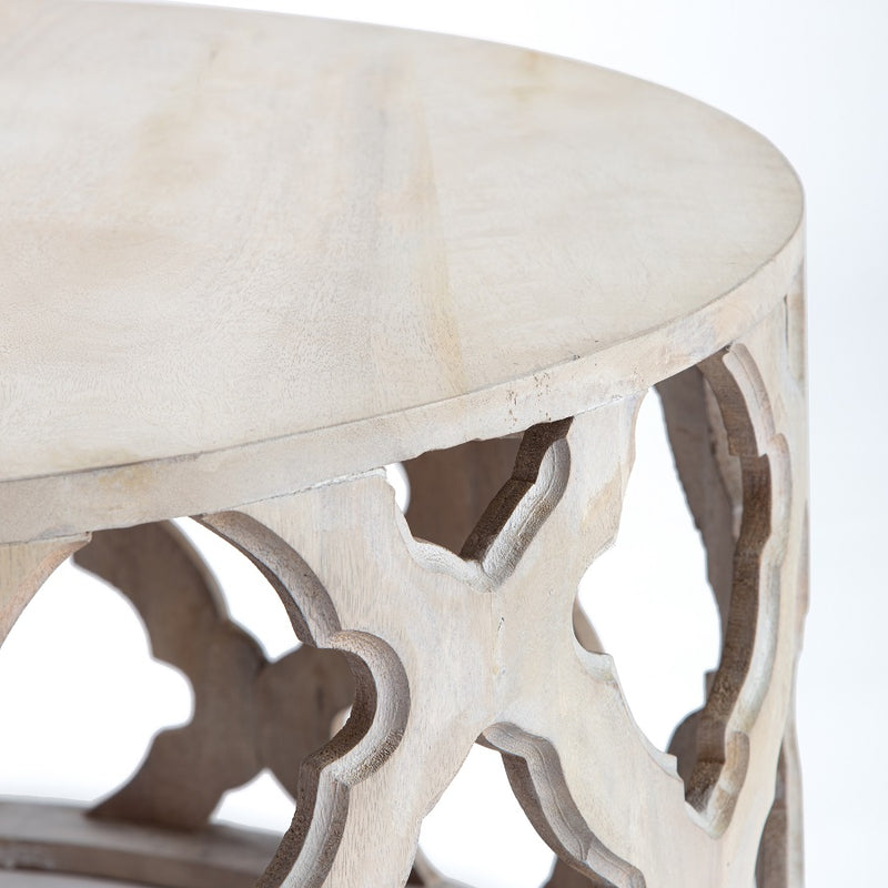 Sorrento Quatrefoil Mango wood Carved Coffee Table 75 x 75 x 40cm