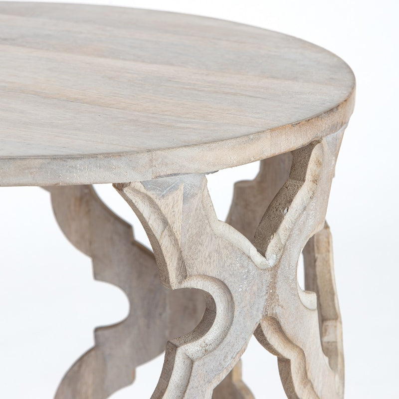 Sorrento Quatrefoil Mango wood Carved Side Table 43 x 43 x 50cm