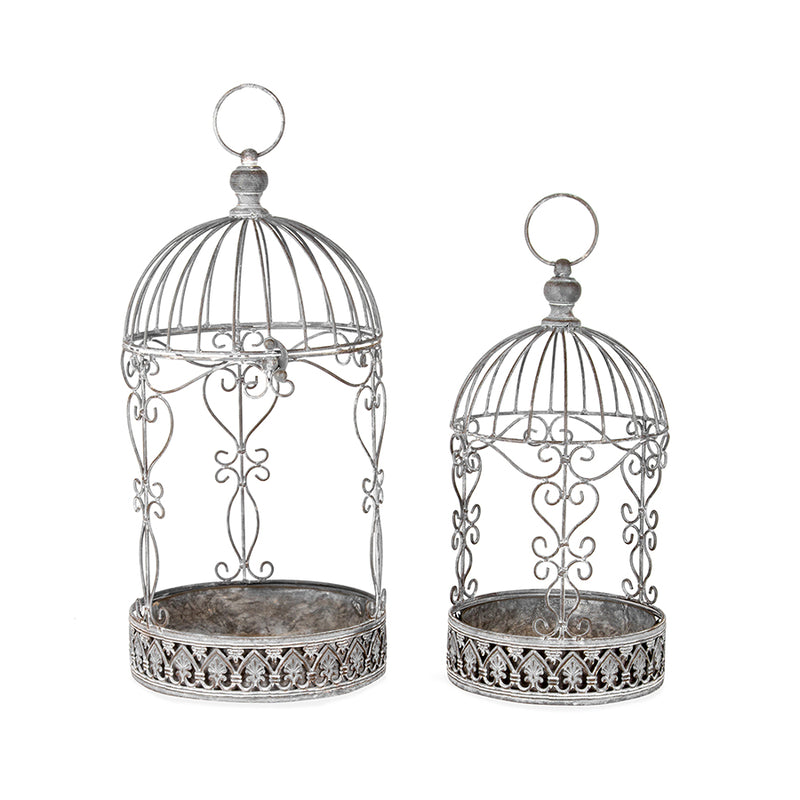 Set Of 2 Nested Baroque Hanging / Standing Plant Cages 22 X 53  /18 X 42CM