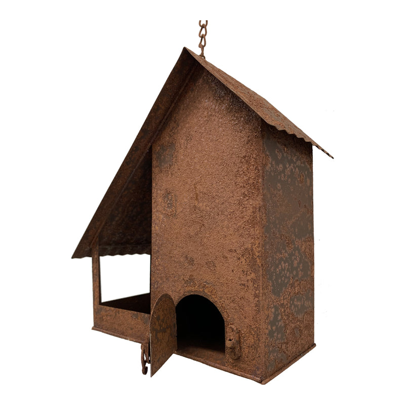 Rust Hanging Birdhouse With Bird On Roof 28 X 14 X 25CM