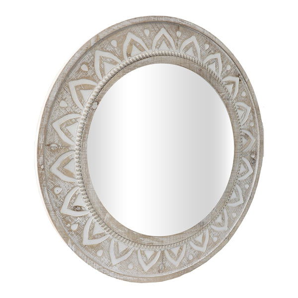 XL Carved Hamptons - Style Round Mirror 70 × 2.5CM
