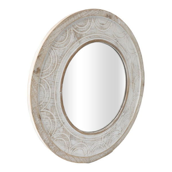 Large Carved Hampton Style Round Mirror 60 × 2.5CM