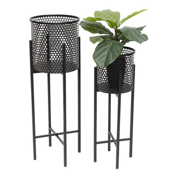 Set of 2 Nested Black Beehive Planters