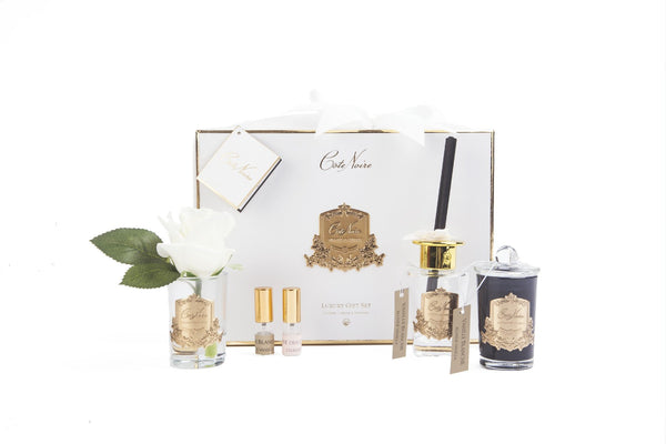 Cote Noire - Gift Pack - Blonde Vanilla - Rose, Natural Wax Candle, Diffuser