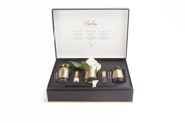 Cote Noire - Gift Pack - REINE DE LA NUIT - Rose, Natural Wax Candle, Diffuser