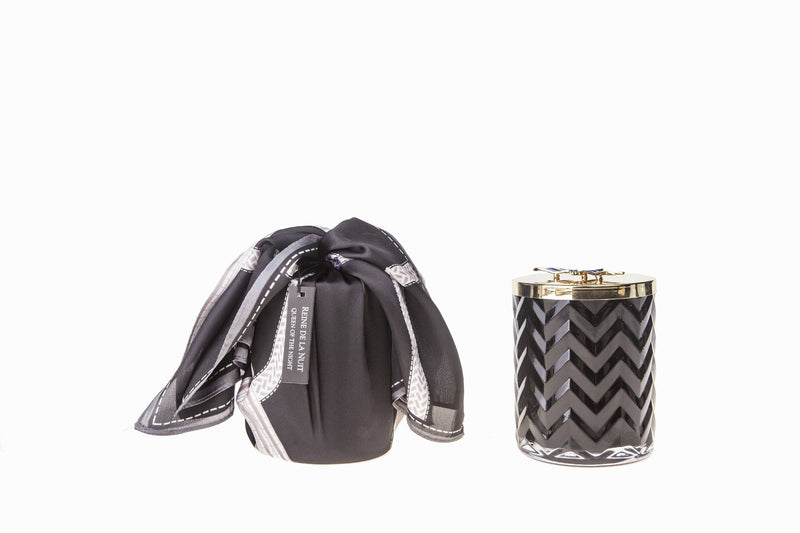 Cote Noire - Herringbone Candle With Scarf - Black - Red Bee Lid