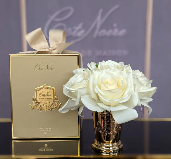 Cote Noire - Seven Rose Bouquet In Champagne - Gold Goblet