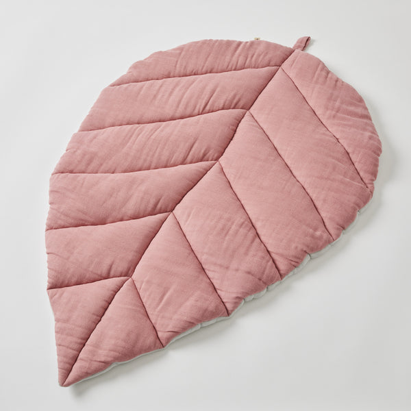 Dusty Rose Leaf Double Muslin Reversible Playmat & Carry Bag