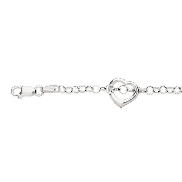 Sterling silver anklet with belcher link and heart charm