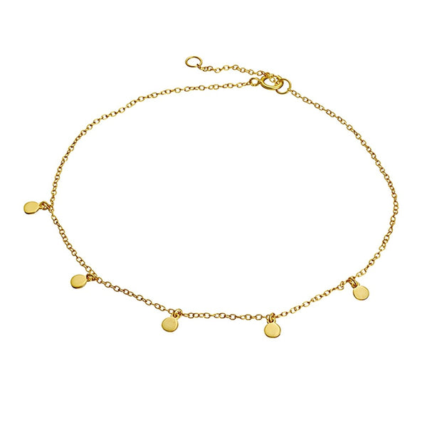 Sterling silver 5 disc anklet - Available in Silver, Rose Gold and Gold