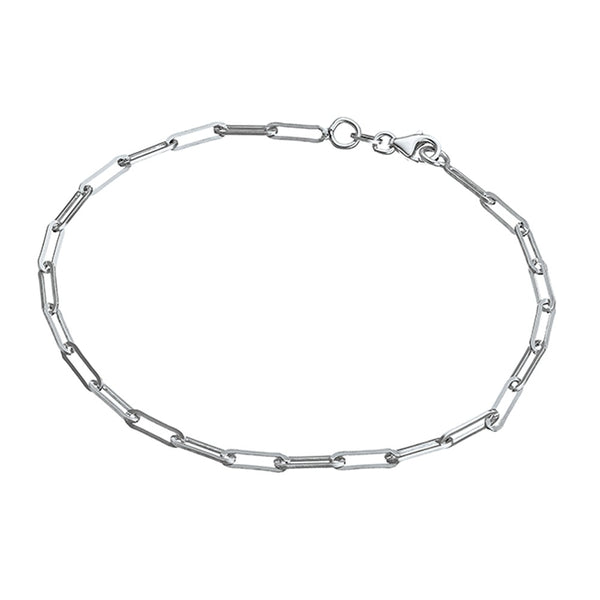 Sterling silver 10mm oblong link anklet 24cm - Available in gold or silver