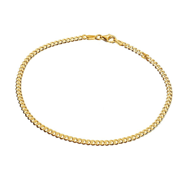 Sterling silver 3mm curb link anklet - Available in gold or silver