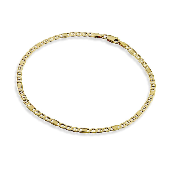 Sterling Silver mariner valentino link anklet 24cm - Available in gold or rose gold