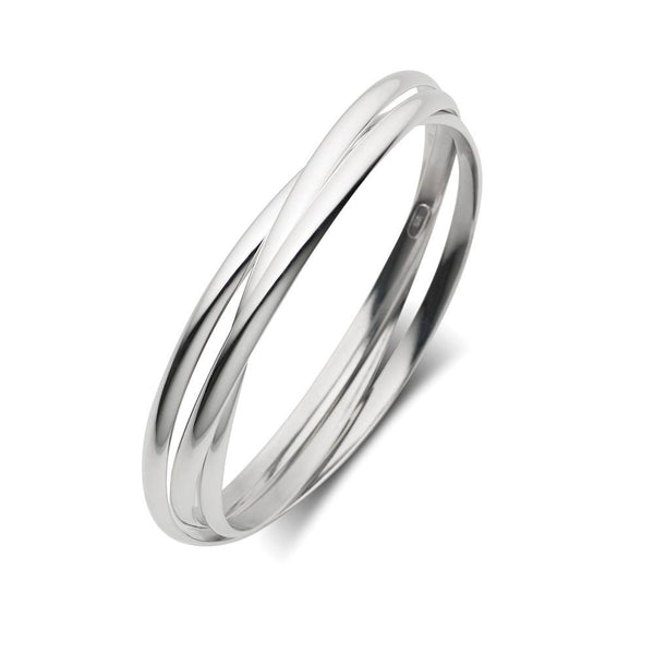 Sterling silver flat outside, round inside Russian style bangles 65 X 4MM