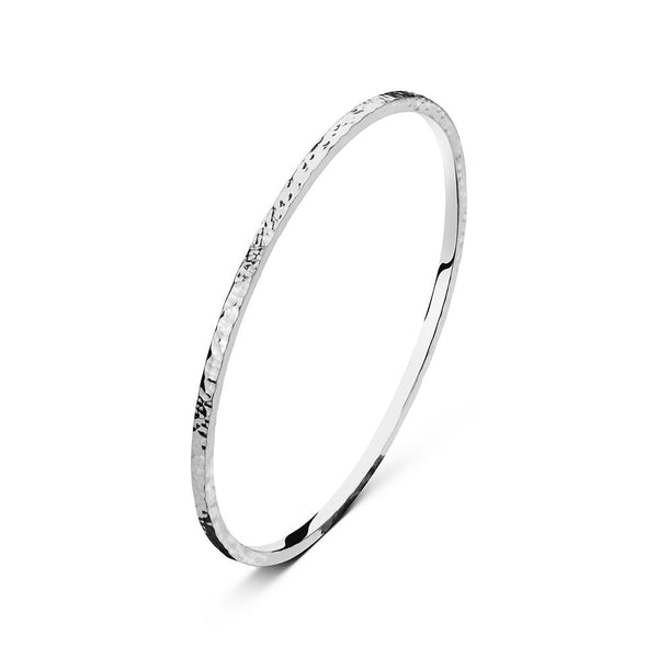 Sterling Silver beaten finish bangle 65mm SOLID