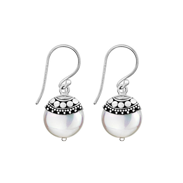 Sterling silver pearl drop earrings 25 X 10MM