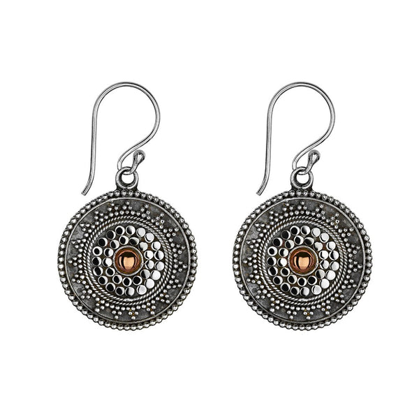 Sterling silver two toned detailed drop earrings