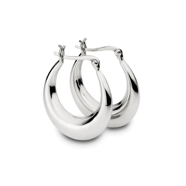 Sterling silver fancy tapered oval hoop earring 26MM