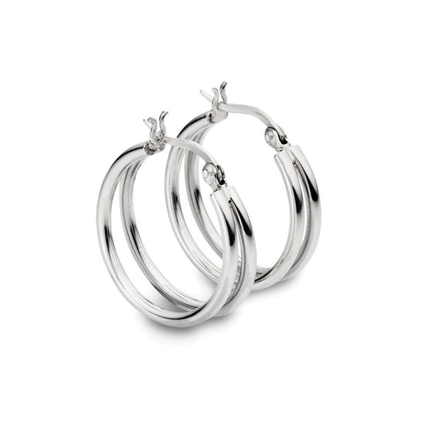 Sterling silver fancy design hoop earring
