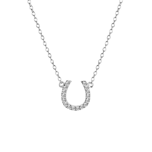 Sterling silver CZ pave' set horseshoe necklace