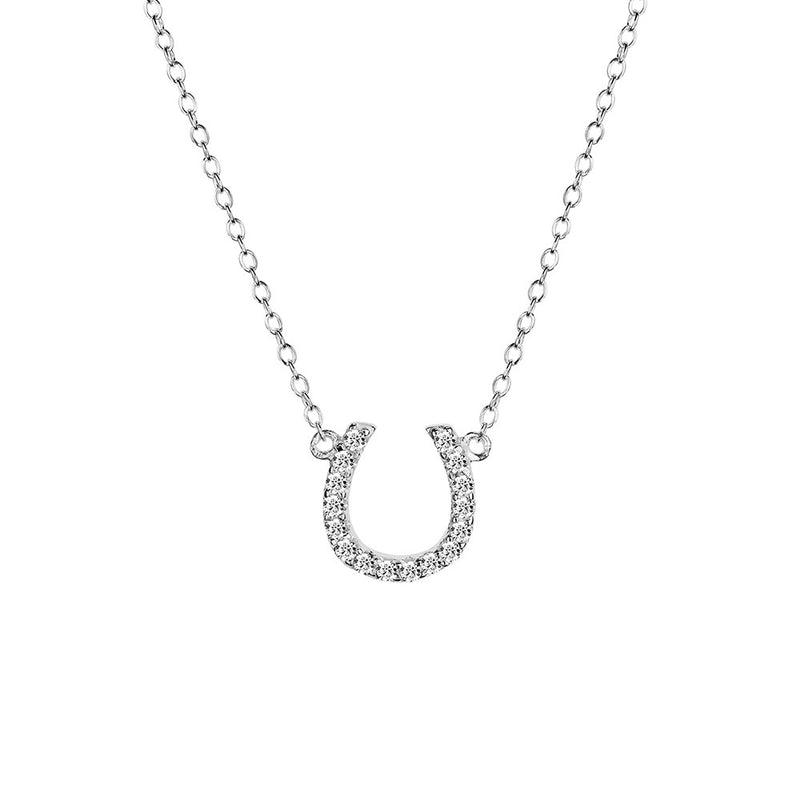 Sterling silver CZ pave' set horseshoe necklace