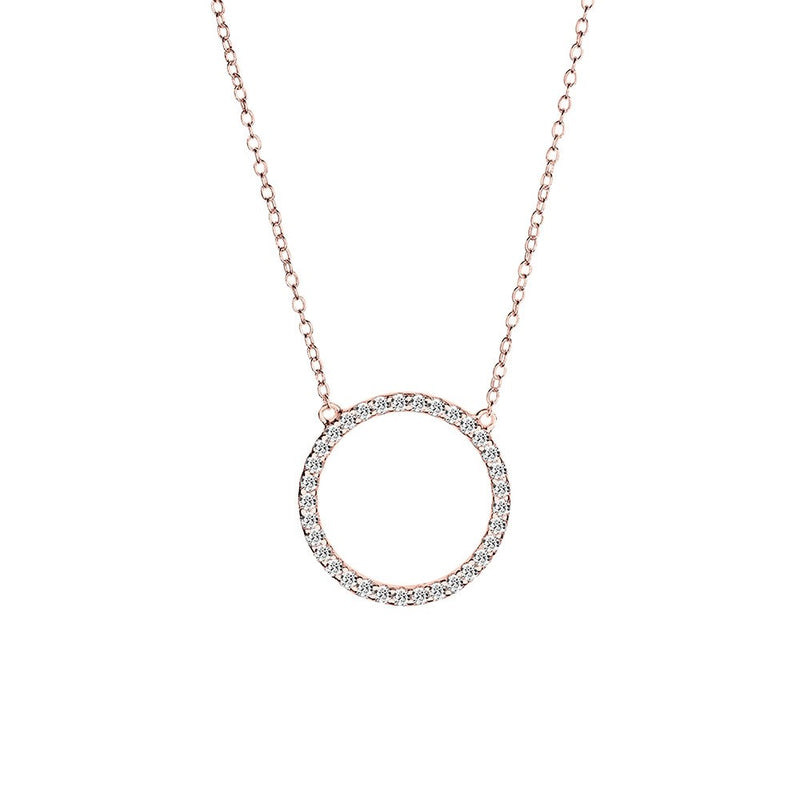 Sterling silver CZ pave' set circle necklace