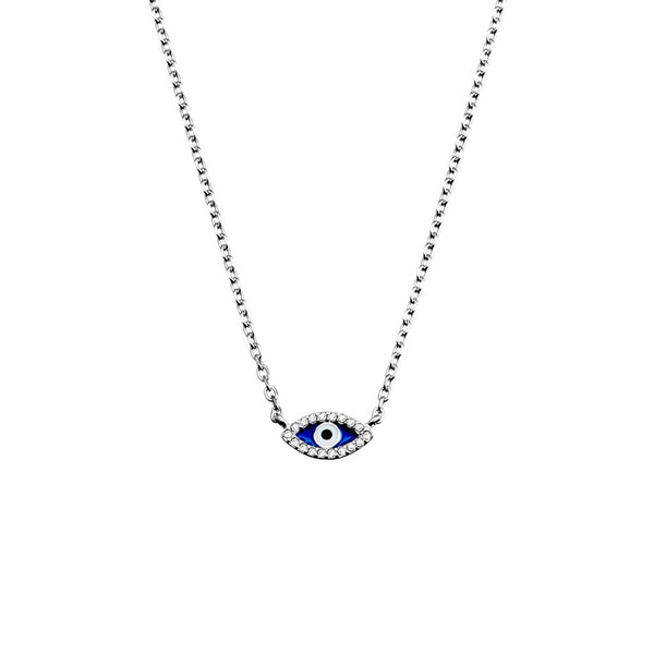 Sterling Silver CZ mini eye necklace **Rhodium platedated