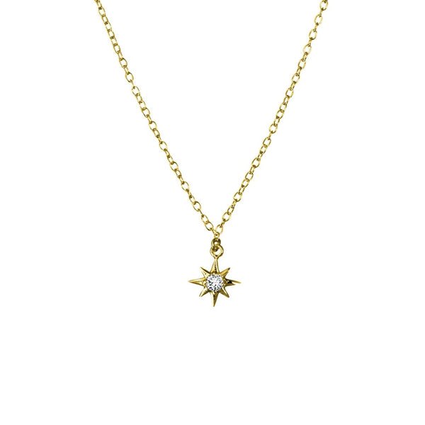 Sterling silver fine cable necklace with single CZ star pendant