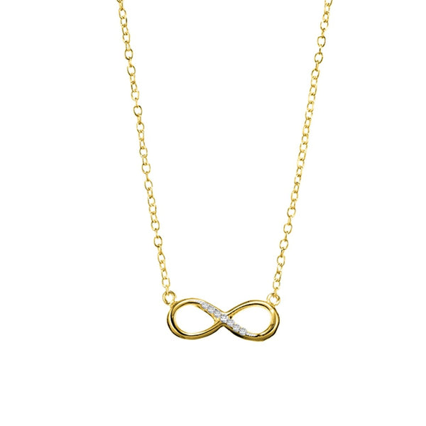 Sterling silver pave set infinity necklace