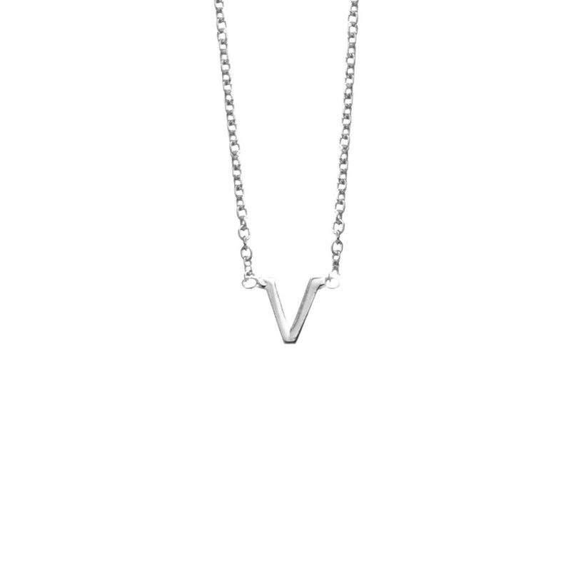 Sterling Silver necklace with petite initial pendant - Choose from 26 letters of the alphabet