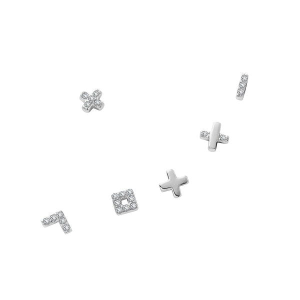 Sterling Silver multi CZ earring pack Pack of 6 various (4MM)